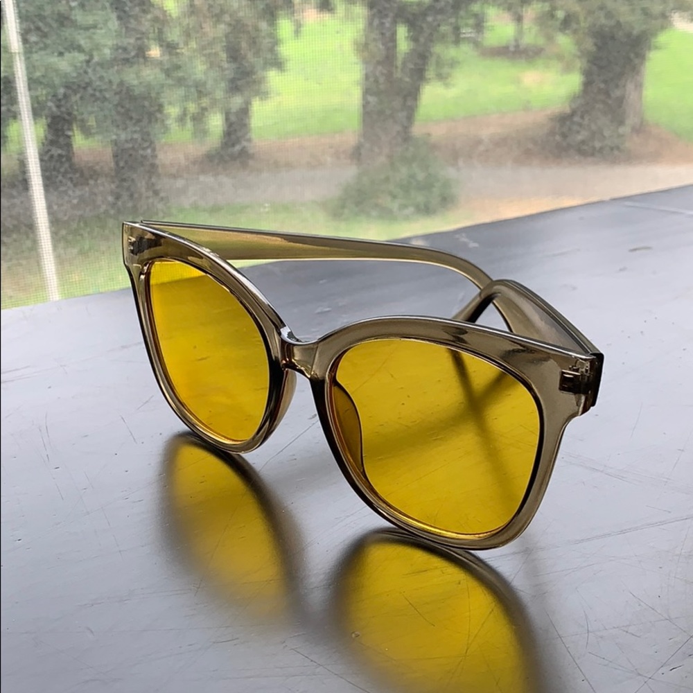 Oversized yellow lens sunglasses